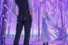 藤の花園を観光する2人