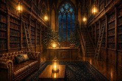 図書室（夜）